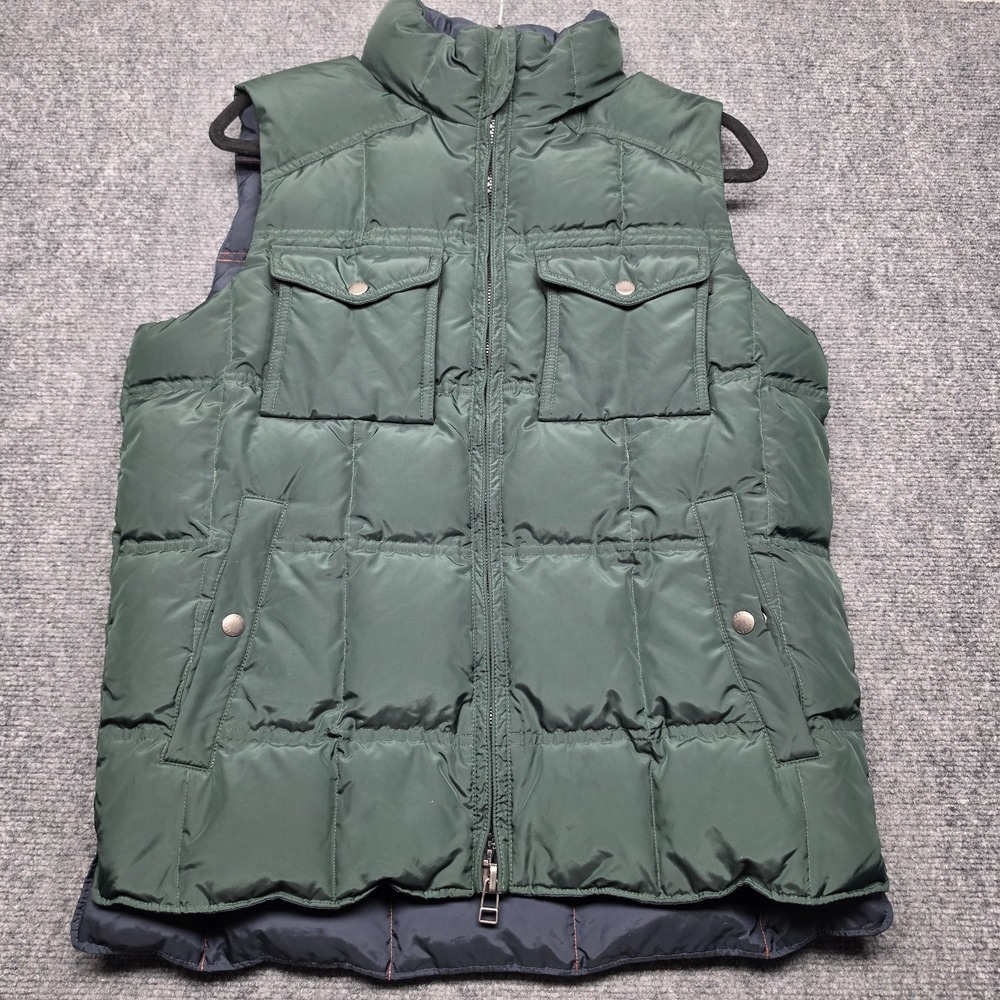 J.Crew Expedition Down Puffer Vest Mens Size Small Green Navy Blue Orange 96036